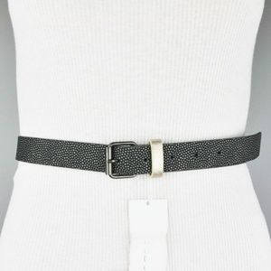 BCBGeneration Black Gray Belt Faux Leather Gold